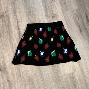 Xhilaration Black Mini Skirt with Festive Patterns